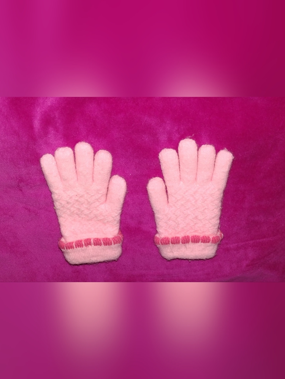 Pink Girls' Knit Winter Glove Solid Pattern Warm Cold Weather Accessory Trim